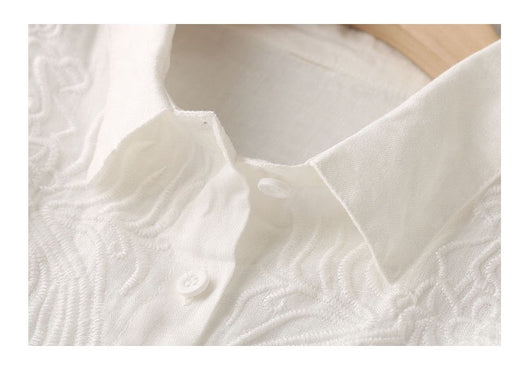 Blusa Suelta con Flores Bordadas Estilo Coreano Talla Grande para Mujer - Image 28