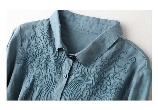 Blusa Suelta con Flores Bordadas Estilo Coreano Talla Grande para Mujer - Image 29