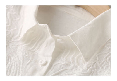 Blusa Suelta con Flores Bordadas Estilo Coreano Talla Grande para Mujer - Image 16