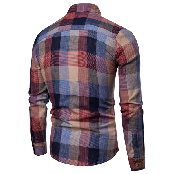 Camisa Slim Fit Cuadros de Colores Manga Larga
