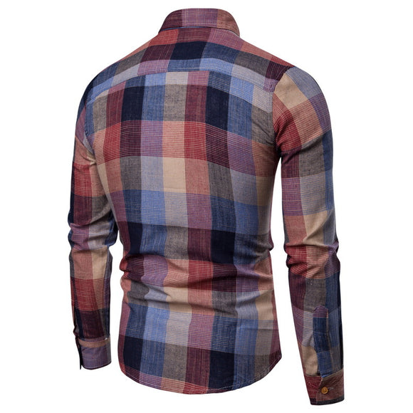 Camisa Slim Fit Cuadros de Colores Manga Larga