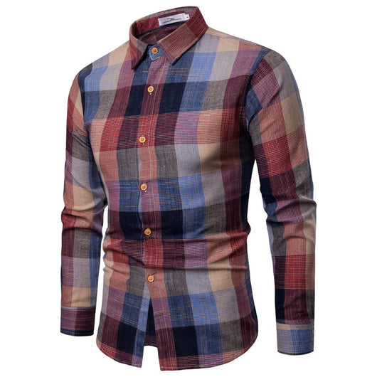 Camisa Slim Fit Cuadros de Colores Manga Larga