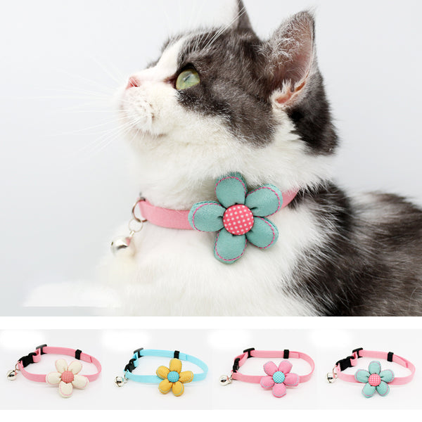 Collar para Gato y Perro Pequeño con Flores Frescas y Campanilla