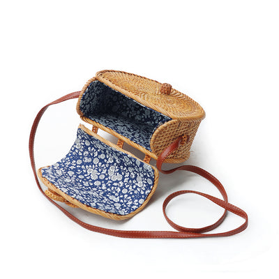 Bolsa Tejida de Ratán Semicircular - Bolso Bandolera Artesanal - Image 3