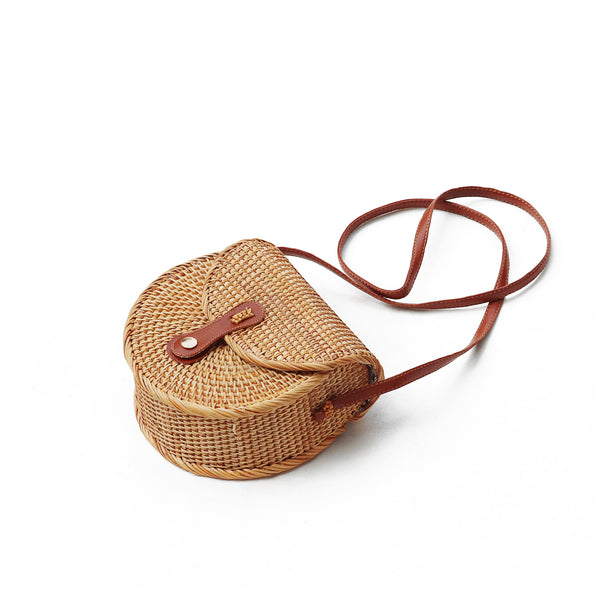 Bolsa Tejida de Ratán Semicircular - Bolso Bandolera Artesanal