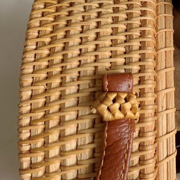 Bolsa Tejida de Ratán Semicircular - Bolso Bandolera Artesanal