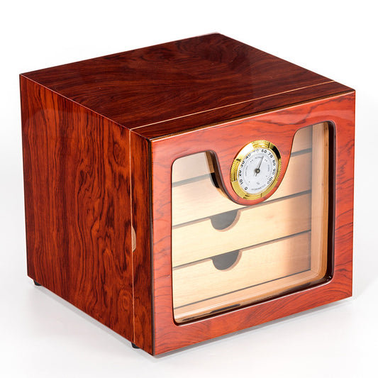 Humidificador de Puros de Cedro Macizo - Capacidad Grande con Control de Temperatura