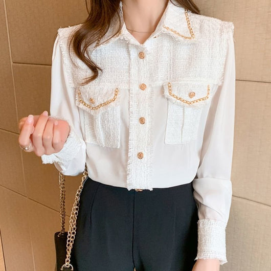 Camisa de Manga Larga con Costura Francesa - Estilo Parisino