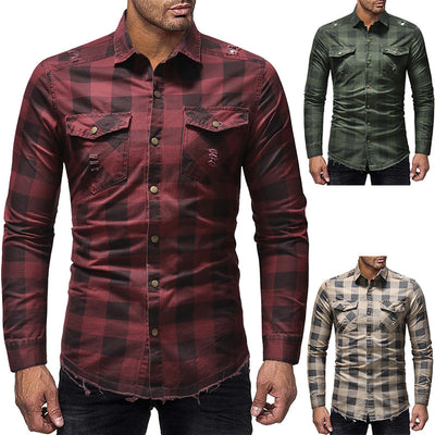 Camisa Denim a Cuadros con Rotos y Mangas Largas - Image 11