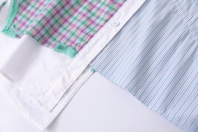 Camisa Casual de Rayas con Contraste y Doble Capa para Mujer - Image 10