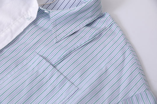 Camisa Casual de Rayas con Contraste y Doble Capa para Mujer - Image 9