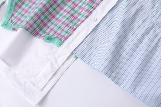 Camisa Casual de Rayas con Contraste y Doble Capa para Mujer - Image 4