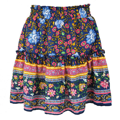 Falda Bohemia Floreada de Cintura Alta con Volantes y Pliegues en A - Image 8