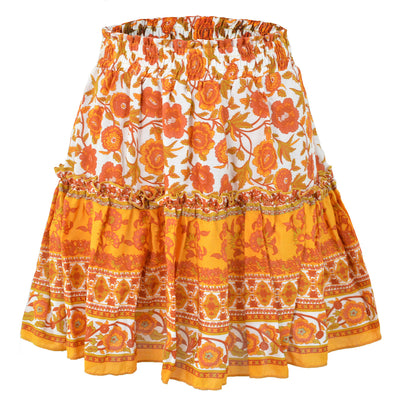 Falda Bohemia Floreada de Cintura Alta con Volantes y Pliegues en A - Image 13