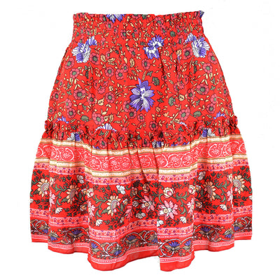 Falda Bohemia Floreada de Cintura Alta con Volantes y Pliegues en A - Image 18