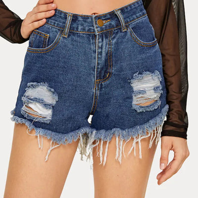 Shorts Denim Rotos Vintage - Diseño Desgarrado y Versátil