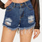 Vintage Distressed Denim Shorts - Ripped and Versatile Design