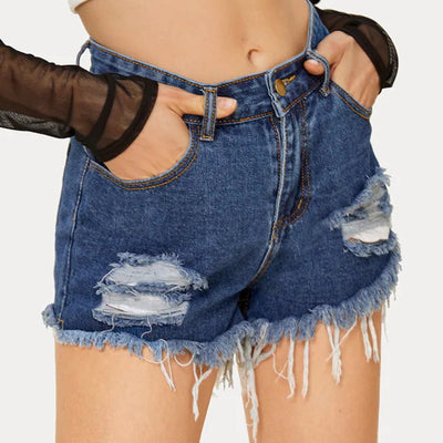 Shorts Denim Rotos Vintage - Diseño Desgarrado y Versátil - Image 4