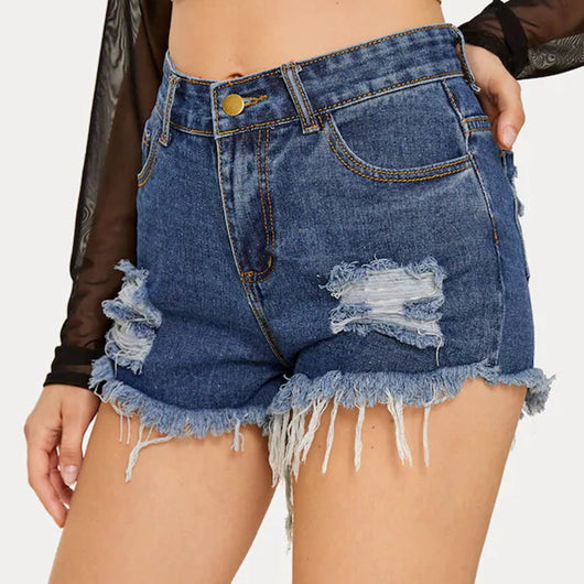 Shorts Denim Rotos Vintage - Diseño Desgarrado y Versátil - Image 5