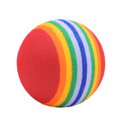 Three colorful EVA foam pet balls with rainbow stripes, 3.5cm diameter, for cats. Sold as a 10-piece lot. - Image 10
