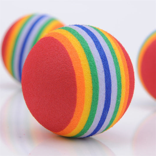 Three colorful EVA foam pet balls with rainbow stripes, 3.5cm diameter, for cats. Sold as a 10-piece lot. - Image 8