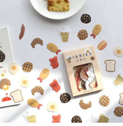 Six boxes of assorted stickers, including themes like geometry, fruits, planets, and cute characters, displayed on a white surface. - Image 17