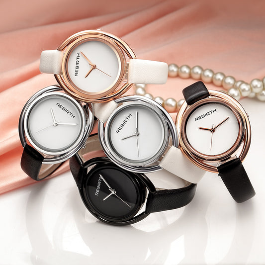Reloj de Pulsera para Mujer con Doble Carcasa y Correa de Agua