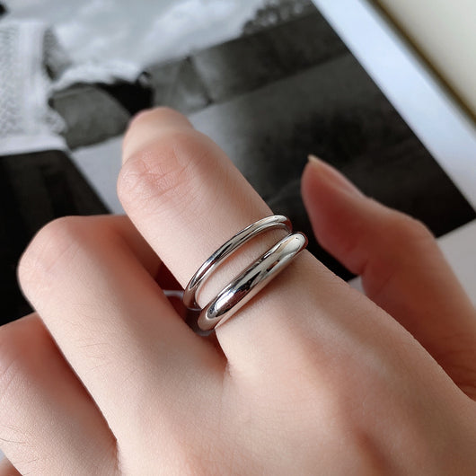 Anillo Doble de Plata Esterlina 925 para Mujer con Apertura Ajustable - Image 3