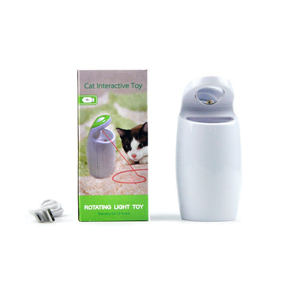 White and light green automatic laser cat toy with a power button, designed to provide interactive entertainment for cats. - Image 3