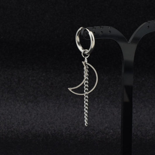 Aretes de Cadena Luna para Hombre con Clip de Resorte sin Perforación - Image 9