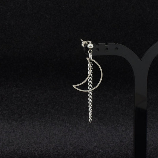 Aretes de Cadena Luna para Hombre con Clip de Resorte sin Perforación - Image 2