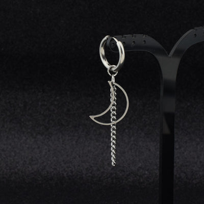 Aretes de Cadena Luna para Hombre con Clip de Resorte sin Perforación - Image 4