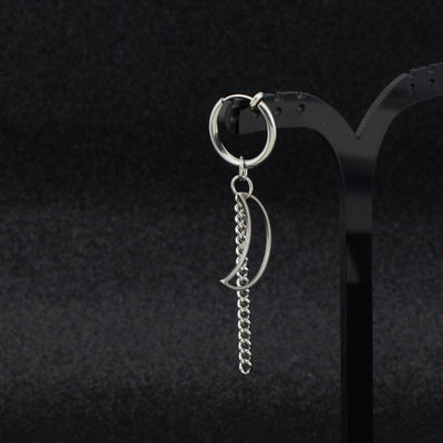 Aretes de Cadena Luna para Hombre con Clip de Resorte sin Perforación - Image 5