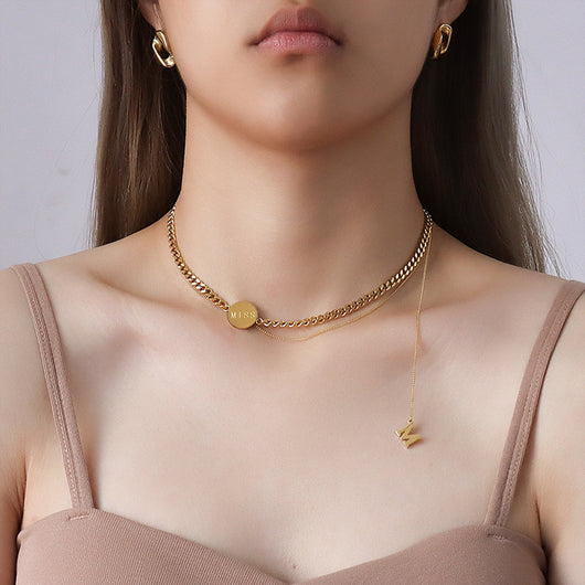 Collar Cadena Delicada Letra M Multiply - Acero Inoxidable para Mujer - Image 3