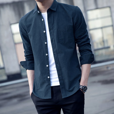 Camisa Casual Coreana de Rayas para Hombre con Manga Larga - Image 13
