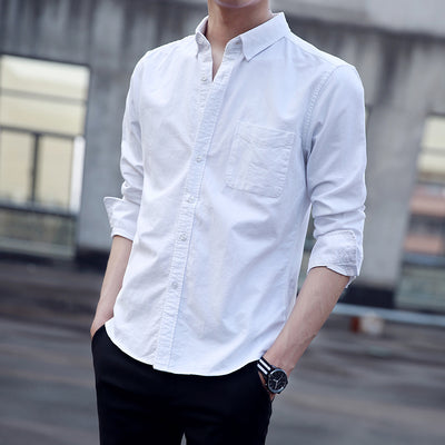 Camisa Casual Coreana de Rayas para Hombre con Manga Larga - Image 7