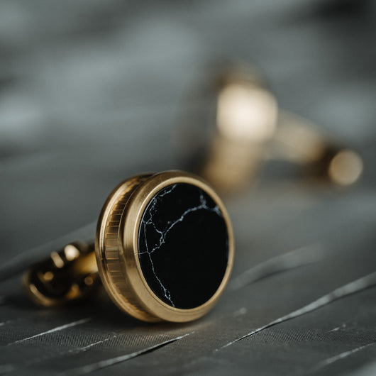 Gemelos de Mármol Negro Francés - Lujo Minimalista para Hombre - Image 5