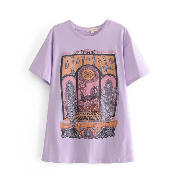 Camiseta Mujer Estampa Retro Suelta Talla Grande - Verano Estilo Moderno