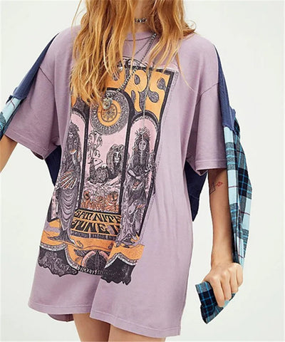 Camiseta Mujer Estampa Retro Suelta Talla Grande - Verano Estilo Moderno - Image 6