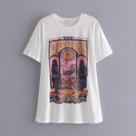 Camiseta Mujer Estampa Retro Suelta Talla Grande - Verano Estilo Moderno - Image 10