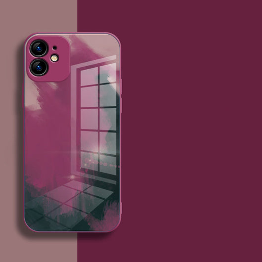 Funda iPhone 12 de Cristal Templado con Diseño Acuarela y Bordes Rectos - Image 3
