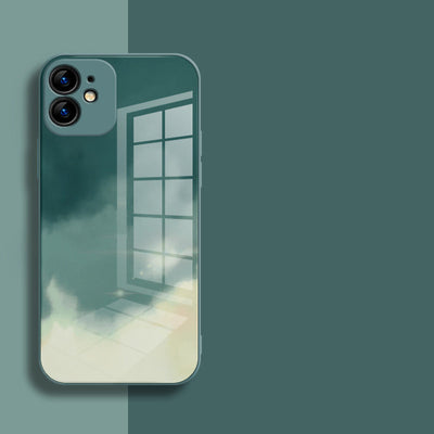 Funda iPhone 12 de Cristal Templado con Diseño Acuarela y Bordes Rectos