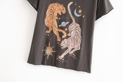 Playera Estilo Europeo Mujer Verano - Diseño Tigre Sol y Luna - Image 9