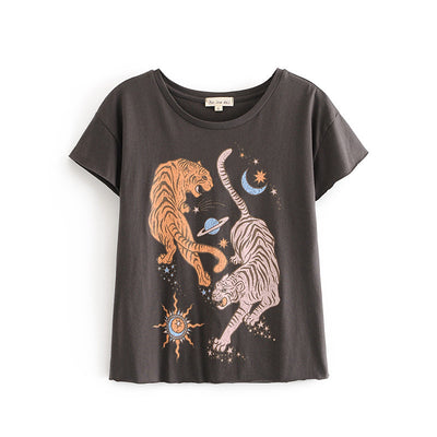 Playera Estilo Europeo Mujer Verano - Diseño Tigre Sol y Luna - Image 10