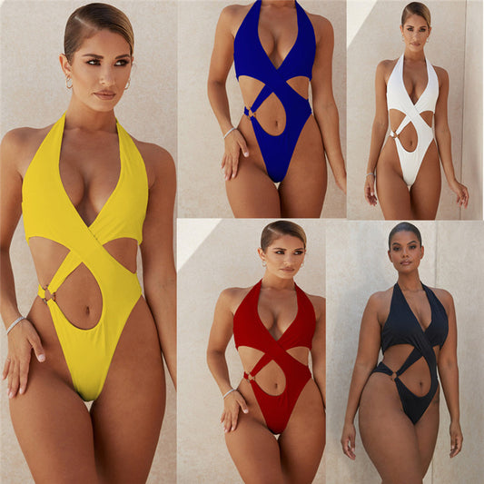 Traje de Baño Enterizo Ajustado Elegante de Moda Europea y Americana