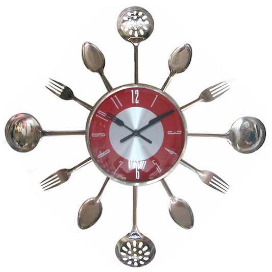 Reloj de Pared Decorativo Cuchillo y Tenedor en Acero Inoxidable