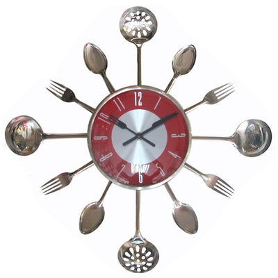 Reloj de Pared Decorativo Cuchillo y Tenedor en Acero Inoxidable