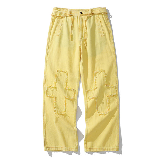 Jeans Retro con Costuras Decorativas para Hombre