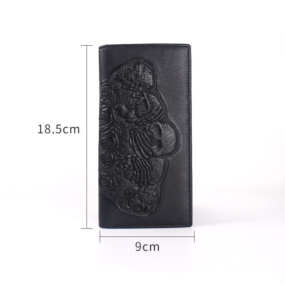 Billetera Larga Punk Rock para Hombre con Diseño Calavera Rosa