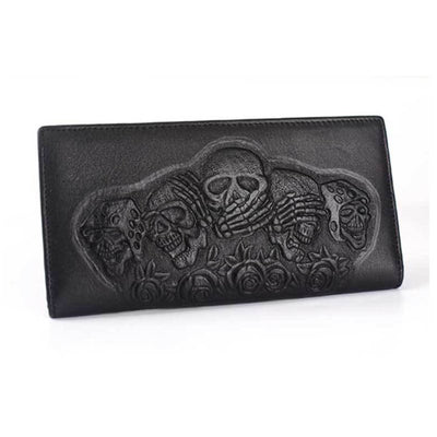 Billetera Larga Punk Rock para Hombre con Diseño Calavera Rosa